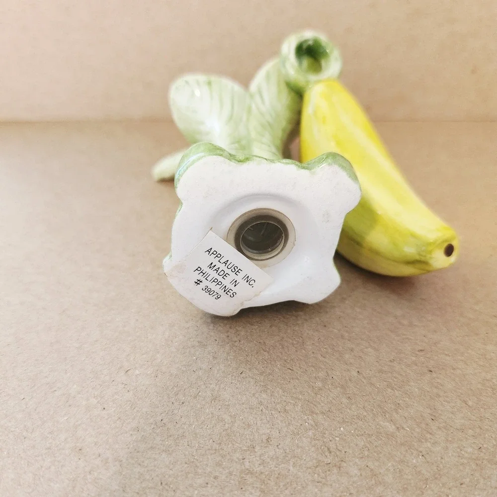 Applause Inc Vintage Ceramic Banana‎ and Plant Salt and Pepper Shaker Set 39079